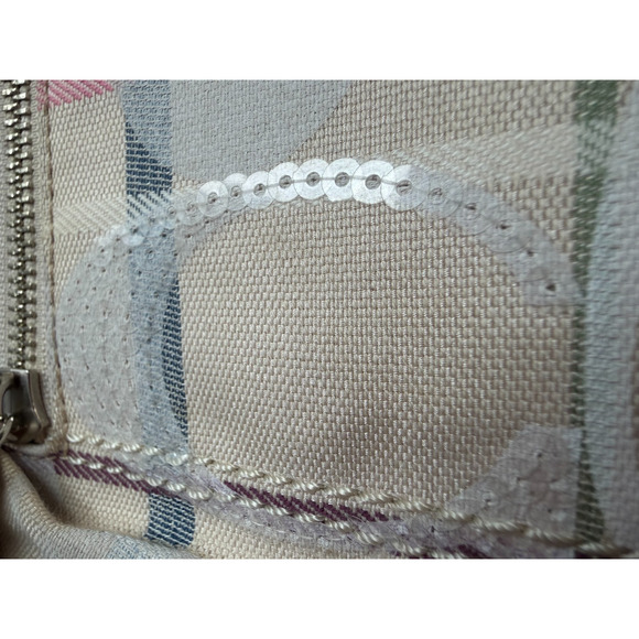 Coach Bag Poppy Glam Tote Tattersall Lurex Sequin Signature Metallic golden Sz-M - Picture 9 of 15